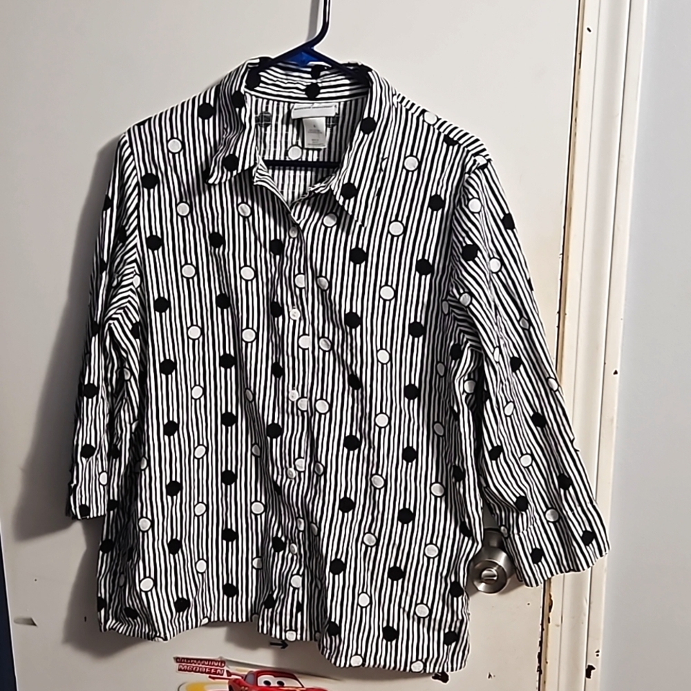 Black and White Alfred Dunner Blouse, Size L